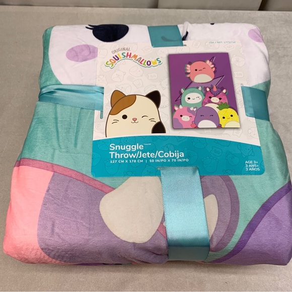 NEW Squishmallows Snuggle Throw Blanket axolotyl unicorn 50x70 in super soft - Picture 2 of 9